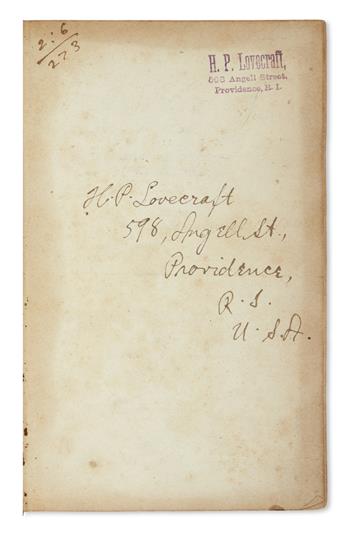 LOVECRAFT, H.P. Edward Turner. Elements of Chemistry. Signed on the front free endpaper, with holograph street address: